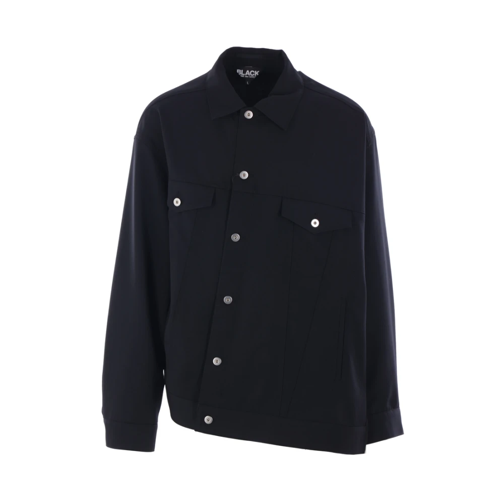 Comme des Garçons Oversized Asymmetrische Gabardine Jas Black Heren