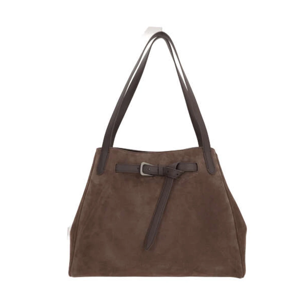 BRUNELLO CUCINELLI Bruine suède handtas met gesp Brown Dames