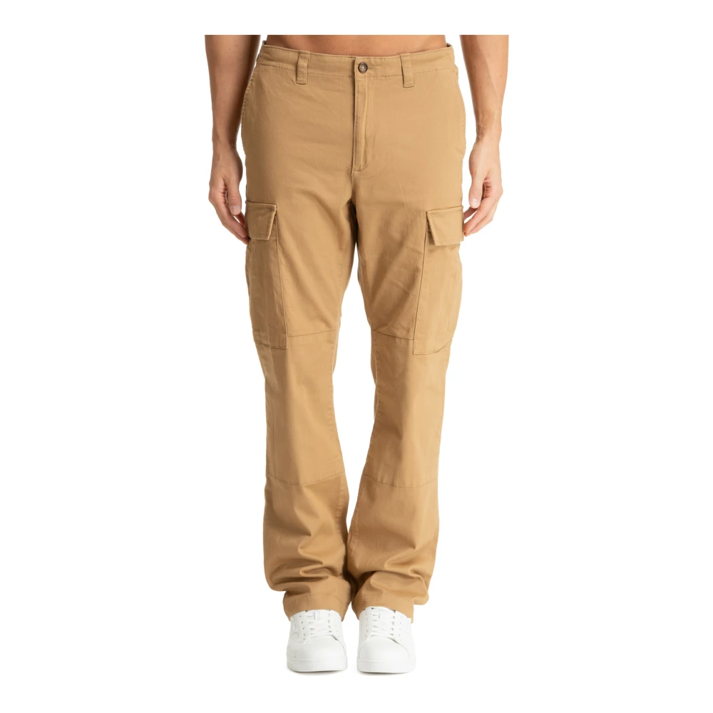 Michael Kors Stijlvolle Chino Broek met Ritszakken en Logo Detail Beige Heren