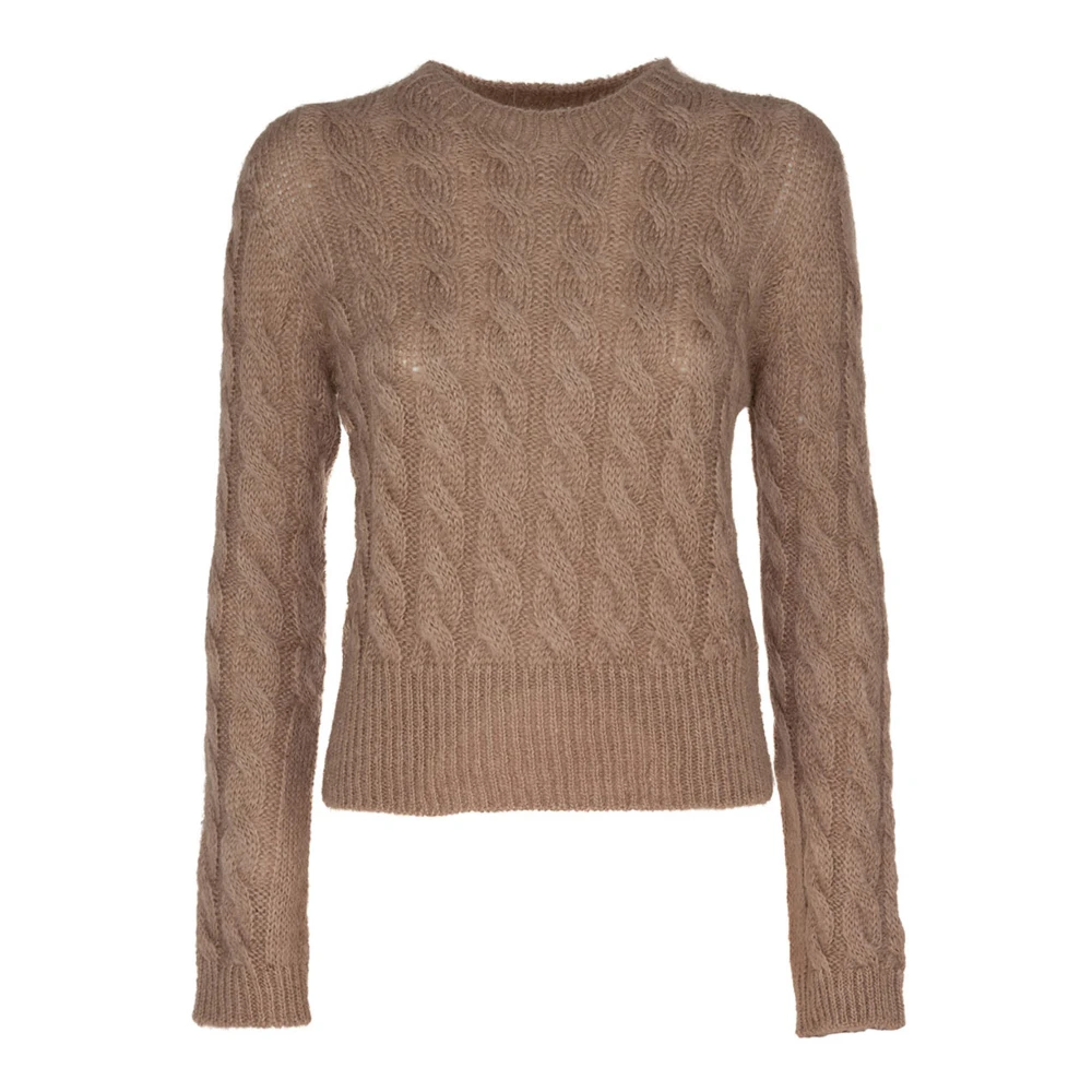 Vicario Cinque Mohair Ronde Hals Trui Brown Dames
