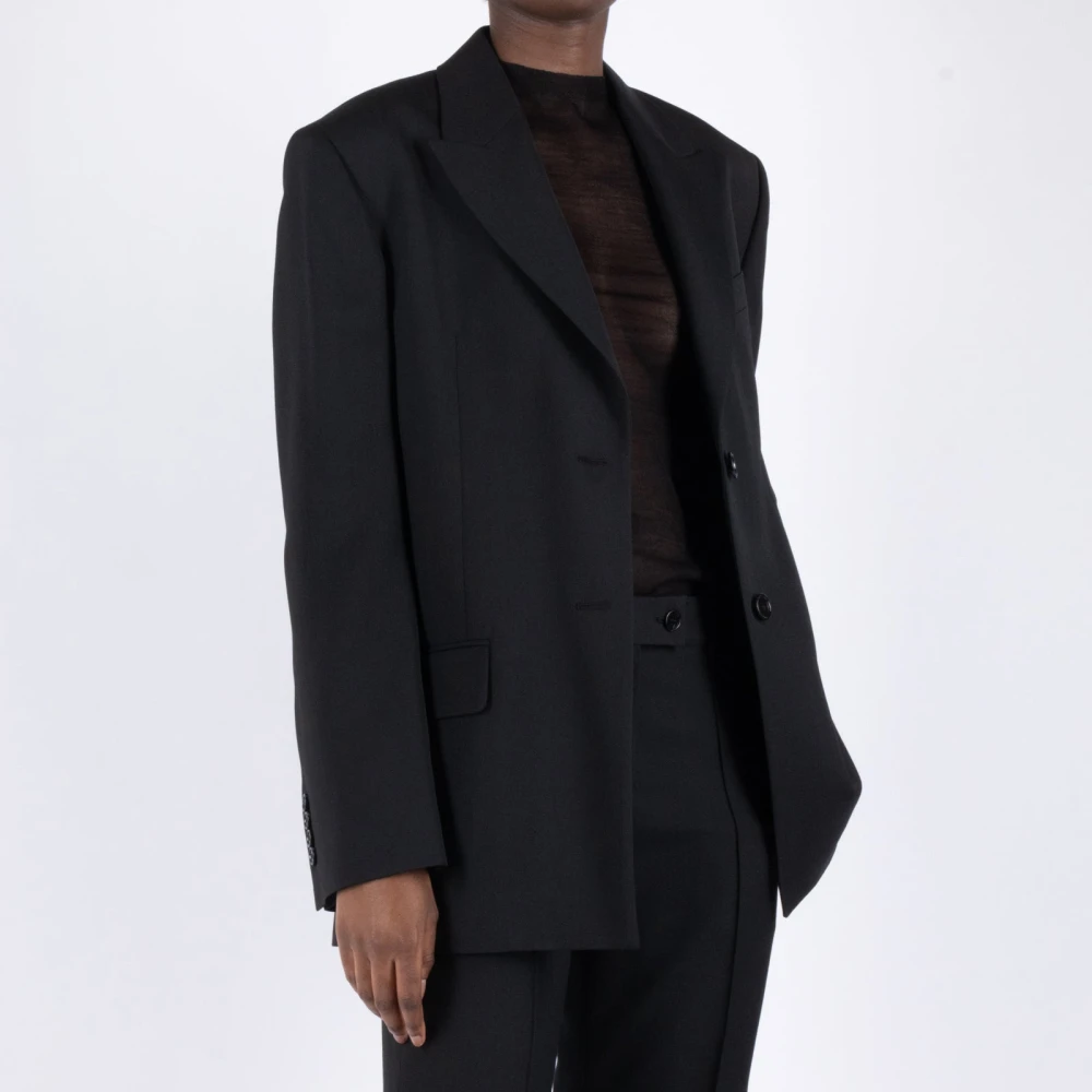 Acne Studios Regular Fit Jas Ah0252 Zwart Black Dames