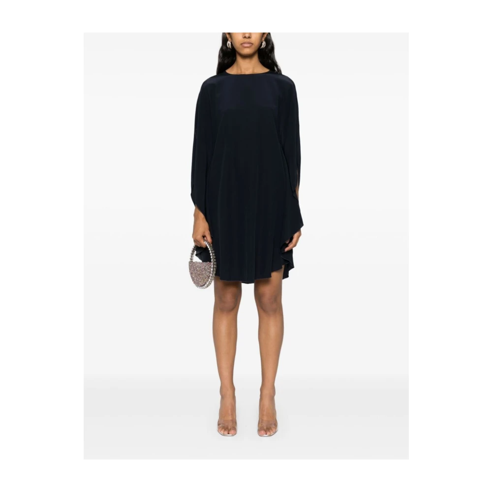 Gianluca Capannolo Navy Blue Zijden Jurk Ronde Hals Blue Dames