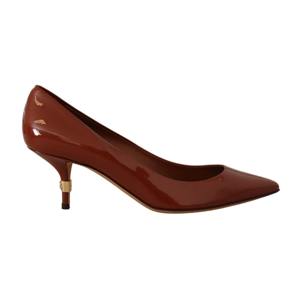 Dolce & Gabbana Women's Brown Patent Leather Kitten Heels Pumps