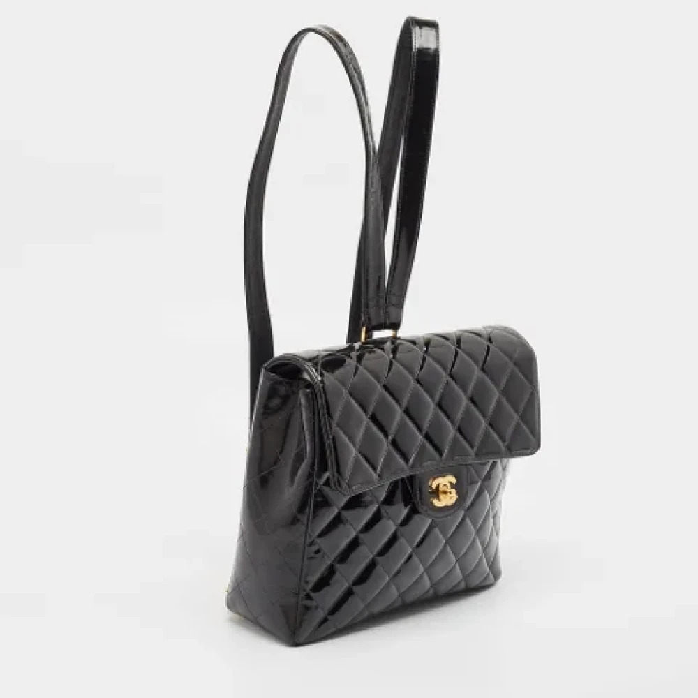 Chanel Vintage Pre-owned Leather backpacks Black Dames