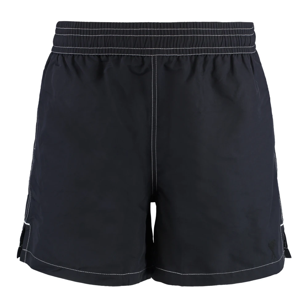 Ami Paris Men's Black Beachwear, Xl, De Coeur Swim Shorts