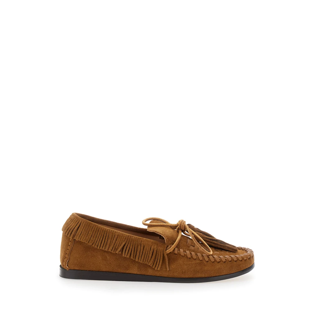 Isabel Marant Women's Brown Suede Loafers With Fringe