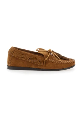 Brun Mocka Loafers med Fransar