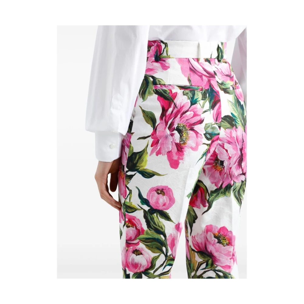 Dolce & Gabbana Witte Broek met Riem en Zakken Multicolor Dames