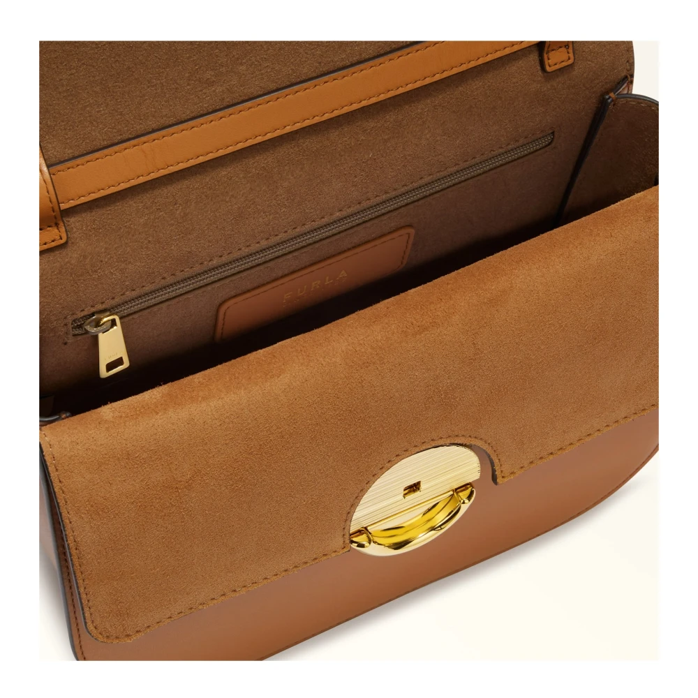 Furla Sfera Crossbody Tas in Brandy Leer Brown Dames