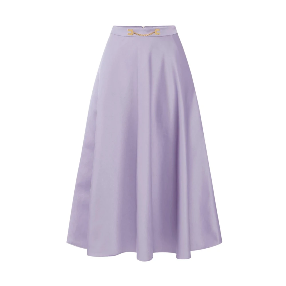 Elisabetta Franchi Purple Duchesse A-Line Midi Skirt - Female - Midi Skirts - M - Skirts