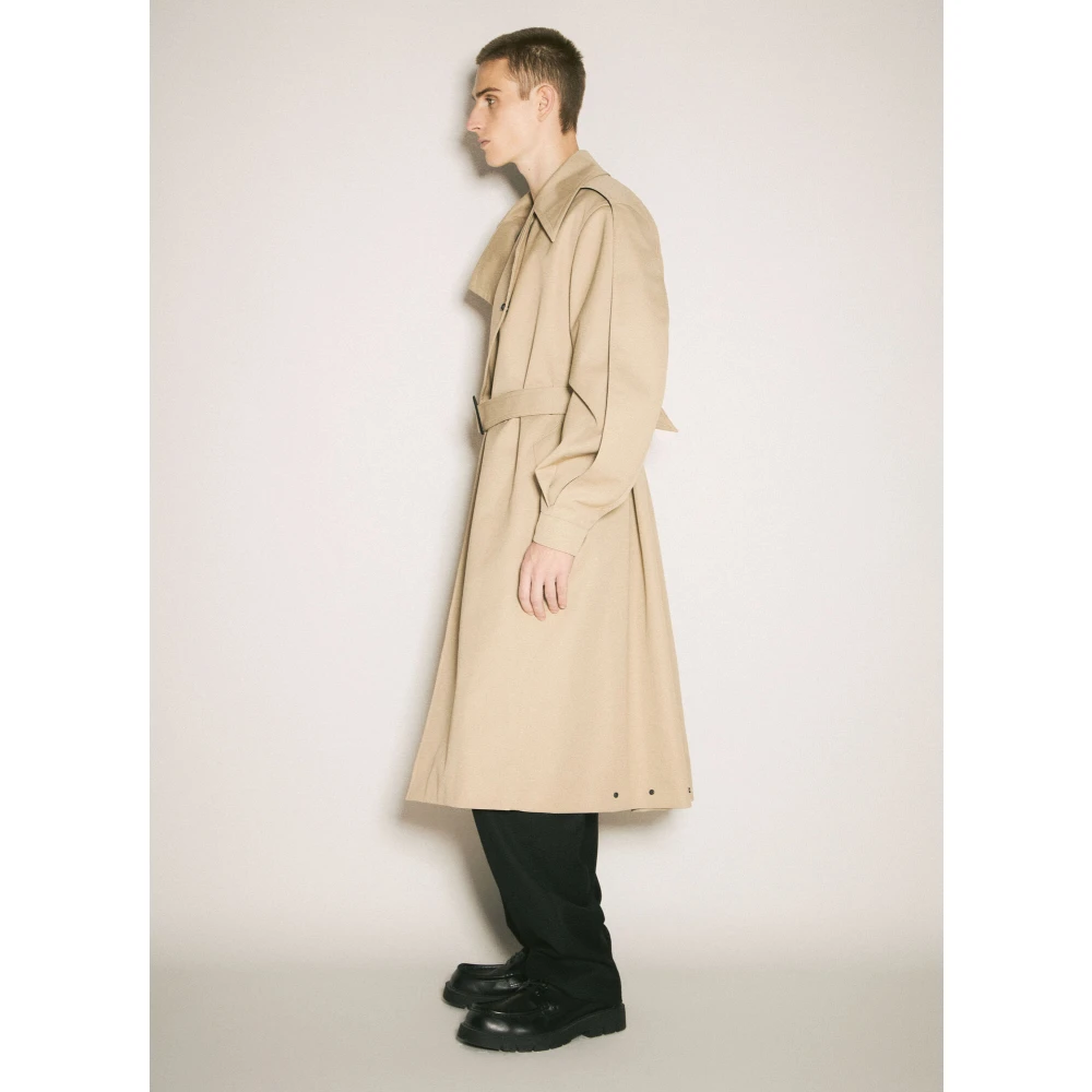 Mugler Twill Trenchcoat met brede kraag Beige Heren