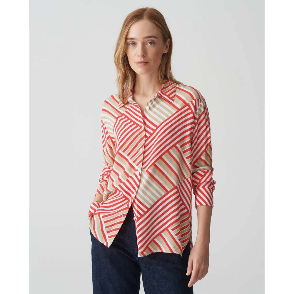 Opus Lange Mouw Blouse Filona Multicolor Dames