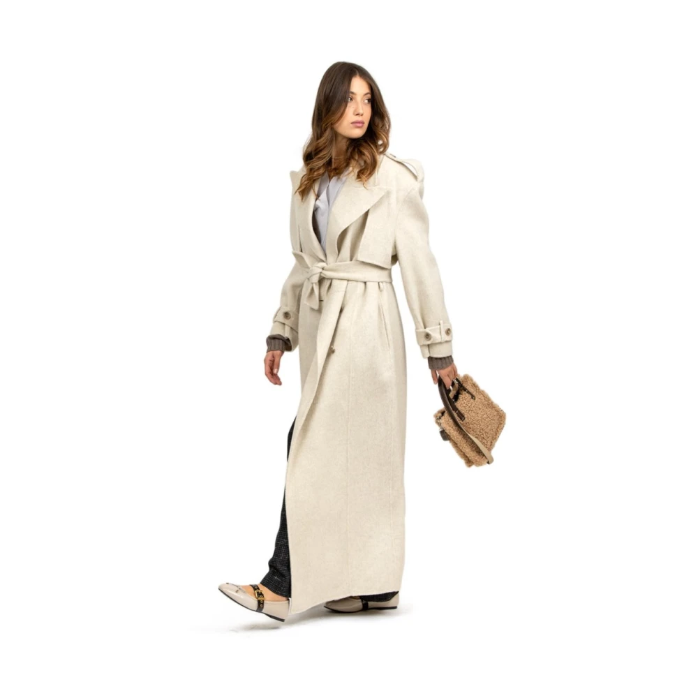 Giuseppe Di Morabito Beige Wollen Trenchcoat Beige Dames