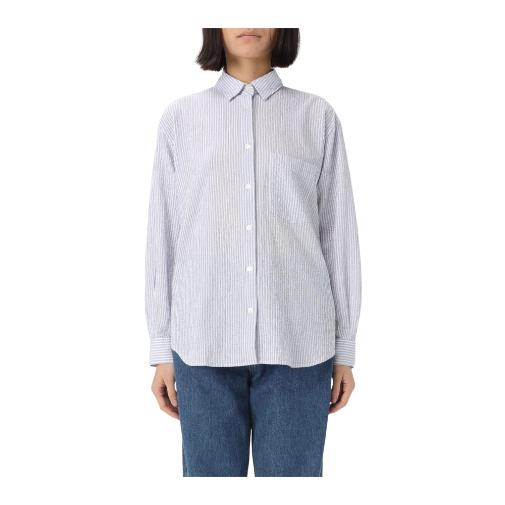 Woolrich Women's Blue Striped Cotton Shirt