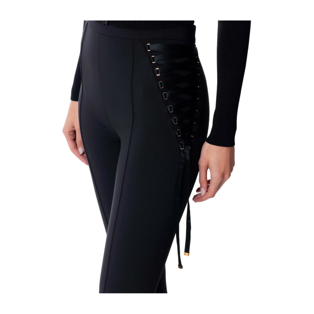 Elisabetta Franchi Wijde broek met elegante silhouet Black Dames
