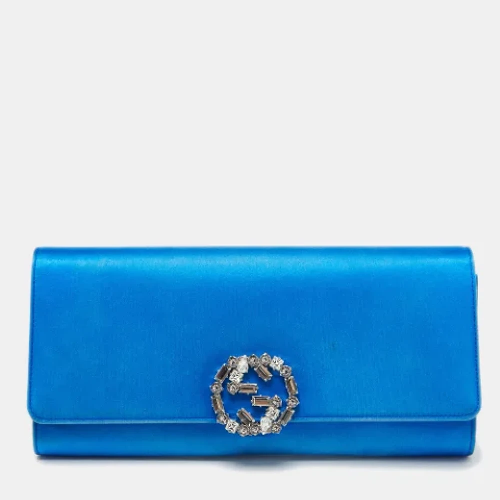Gucci Vintage Pre-owned Satin clutches Blue Dames