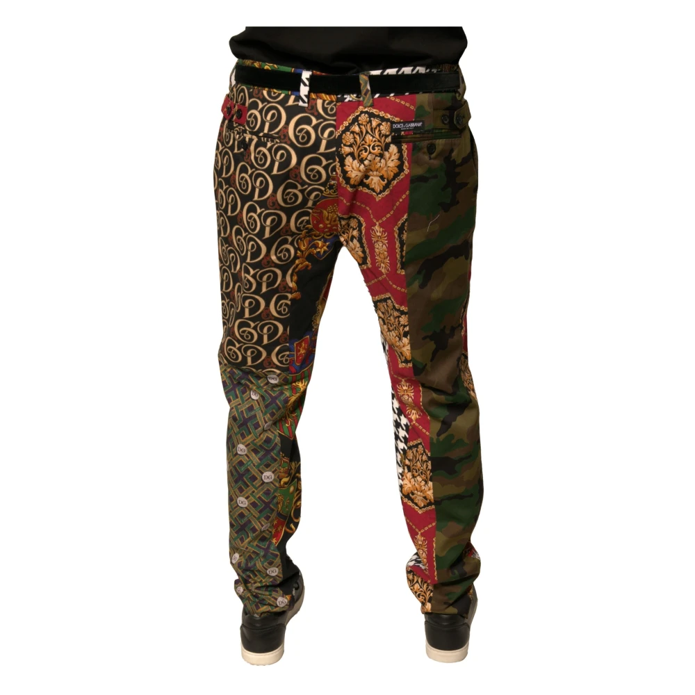 Dolce & Gabbana Multicolor Patchwork Broek met Logo Multicolor Heren