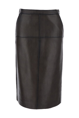 jupe-midi-en-cuir-marron