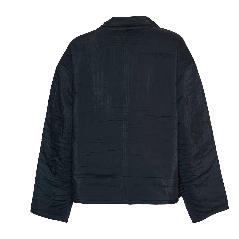 Isabel marant Zwarte Gewatteerde Jas met Ronde Kraag Black Dames