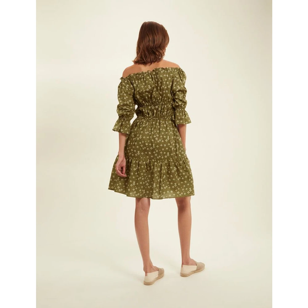 Ines De La Fressange Paris Lucky Khaki Gerimpelde Jurk Green Dames