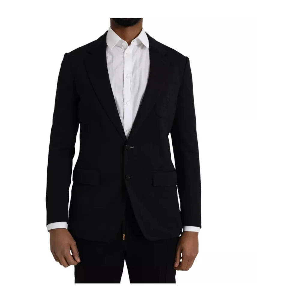 Dolce & Gabbana Blauwe Wol Single Breasted Blazer Jas Blue Heren