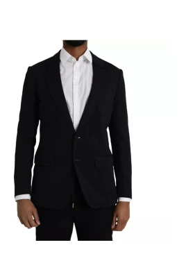 Blå Ull Enkelknäppt Blazer Kappa
