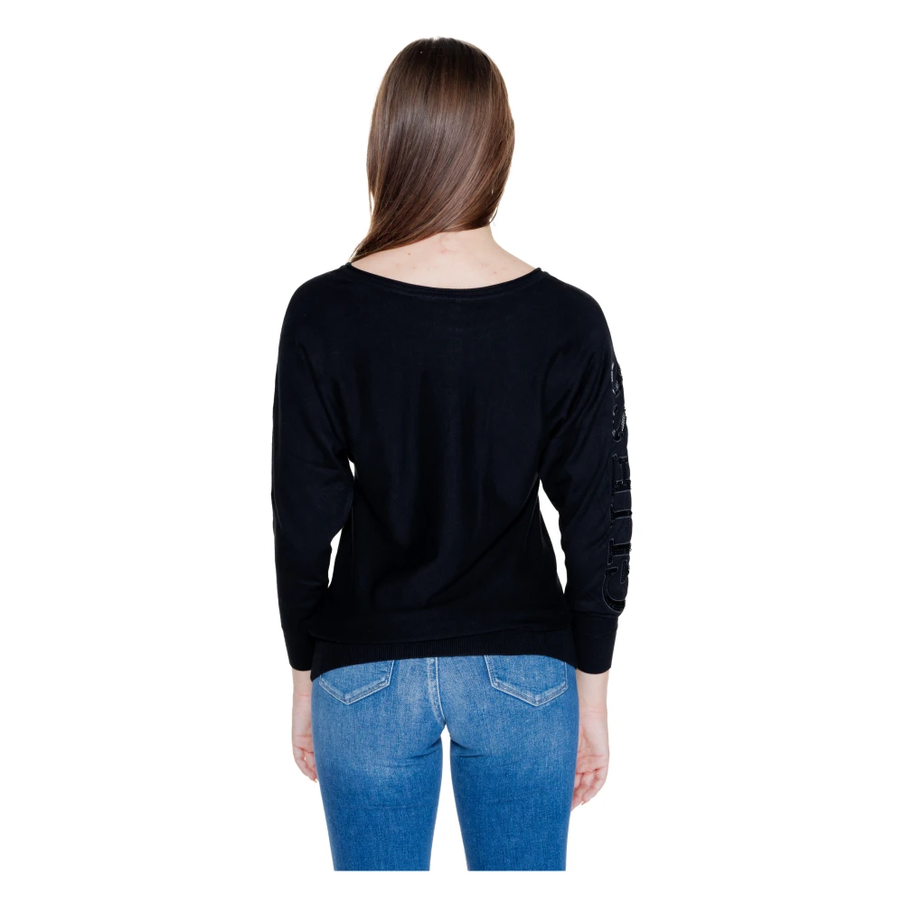 Guess Zwarte Gebreide Ronde Hals Trui Black Dames