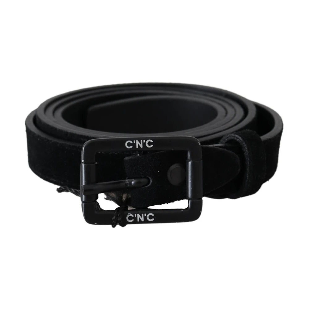 Costume National Men's Black Suede Velvet Buckle Waist Belt