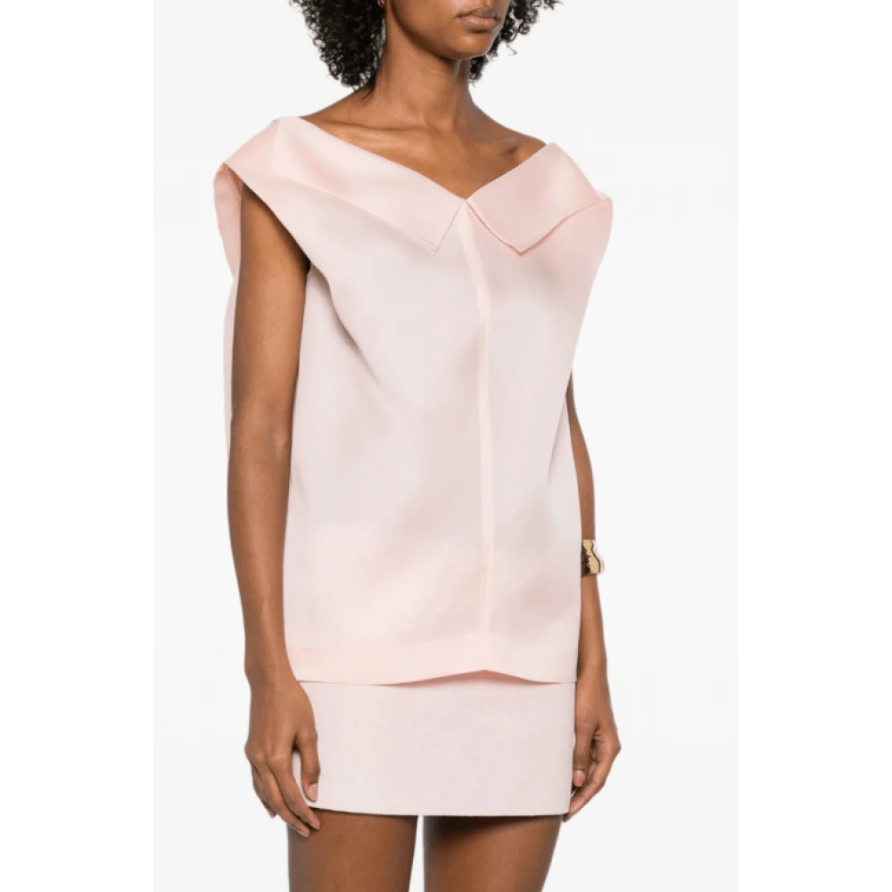 Khaite Roze Top met Rits en Kapmouwen Pink Dames