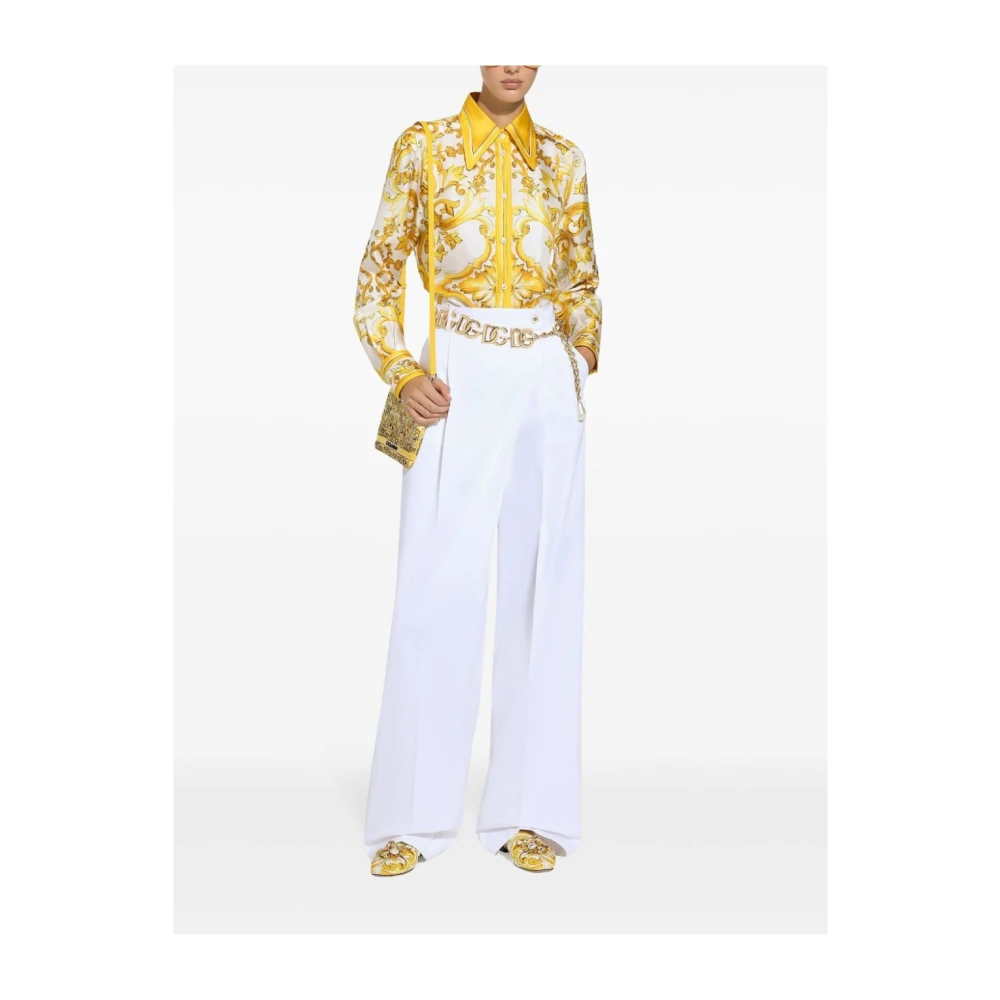 Dolce & Gabbana Gele Zijden Twill Weefsel Overhemd Yellow Dames