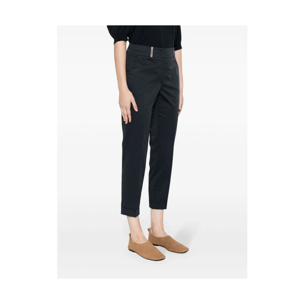 PESERICO Blauwe High-Waisted Tapered Leg Broek Blue Dames
