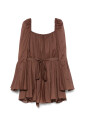 chocolate-brown-flared-cuffs-dress