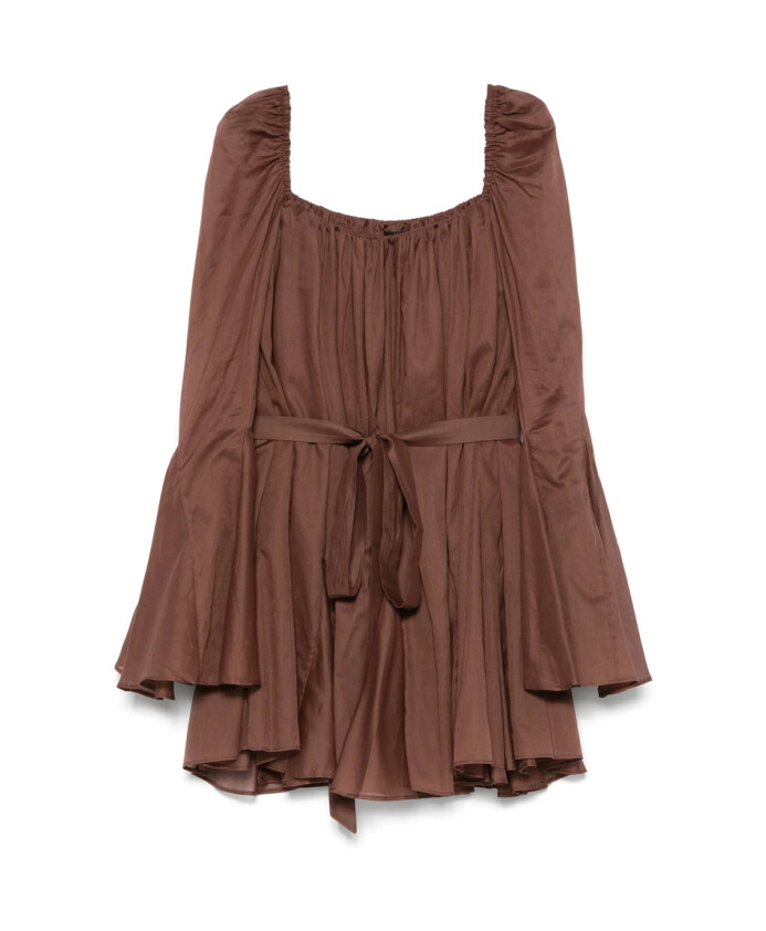 chocolate-brown-flared-cuffs-dress