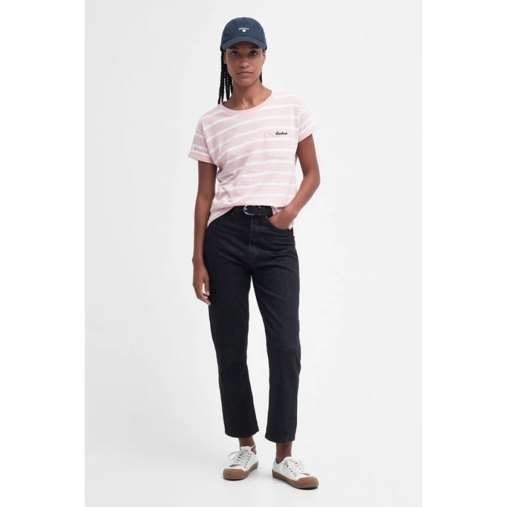 Barbour Korte mouw zak T-shirt collectie Pink Dames