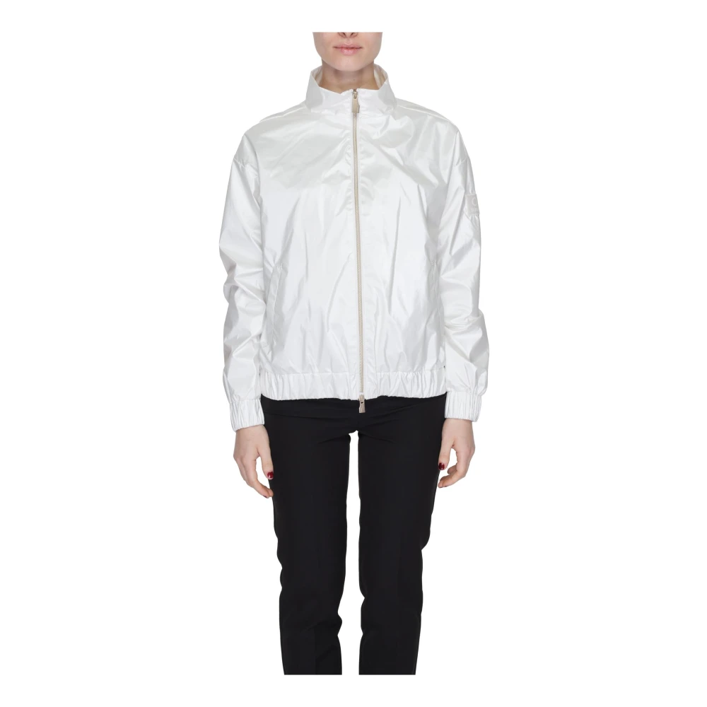 Suns Women's White Polyester Zip-Up Jacket With Front Pockets
