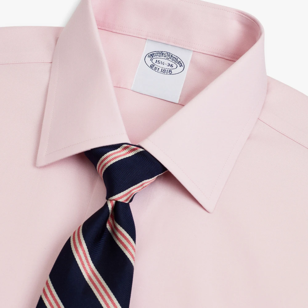 Brooks Brothers Lichtroze Regular Fit Non-Iron Stretch Supima Katoenen Pinpoint Oxford Overhemd met Ainsley Kraag Pink Heren