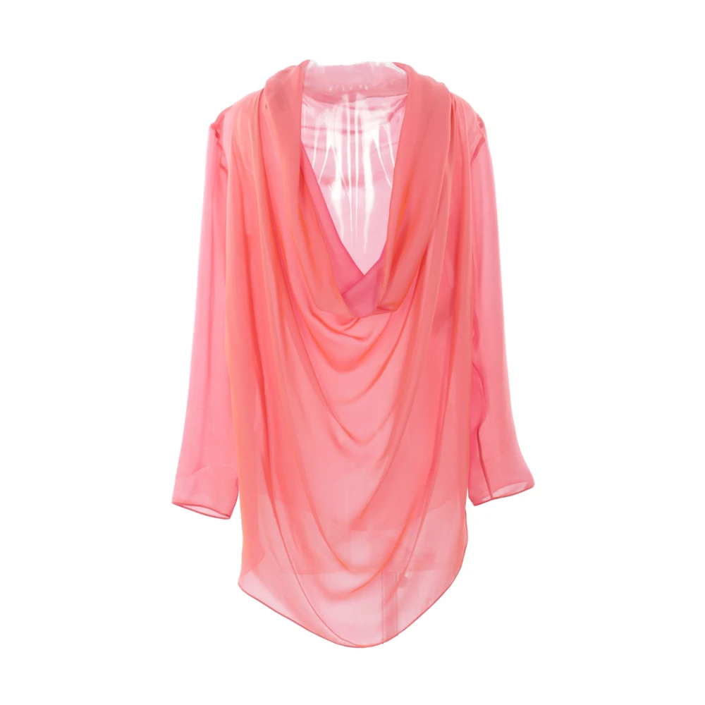 Giorgio Armani Zijden Chiffon Roze Blouse Pink Dames