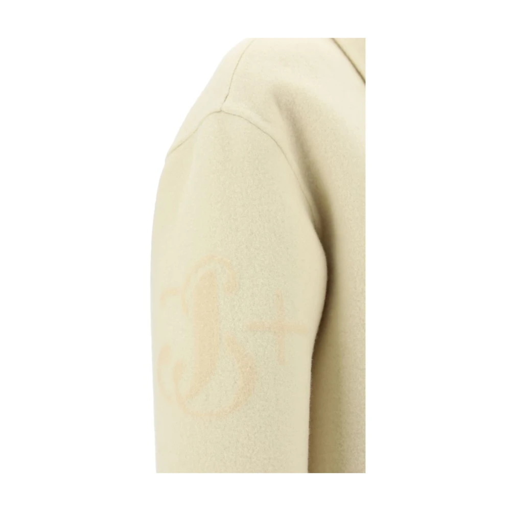 Jil Sander Wollen Jas Klassieke Kraag Knoopsluiting voorzijde White Dames