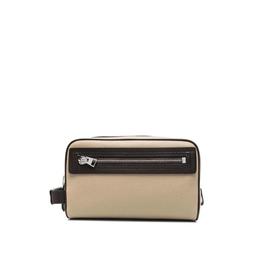 Tom Ford Lichtbruine Leren Polsband met Rits Brown Heren