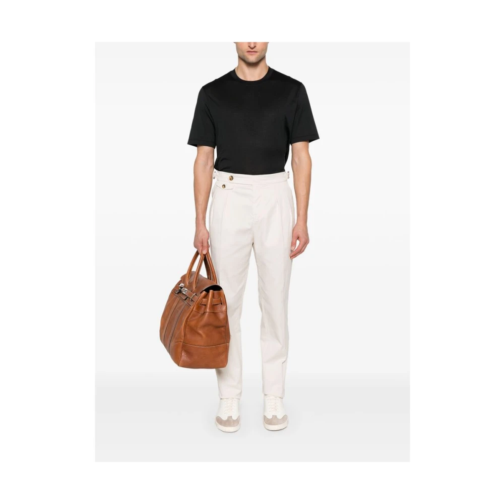 BRUNELLO CUCINELLI Zwarte T-shirt met korte mouwen en zijsplitten Black Heren