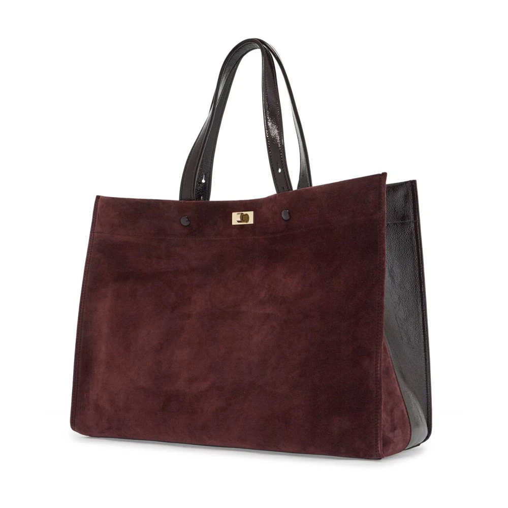 Anya Hindmarch Suède & Lakleren Tote Tas Purple Dames