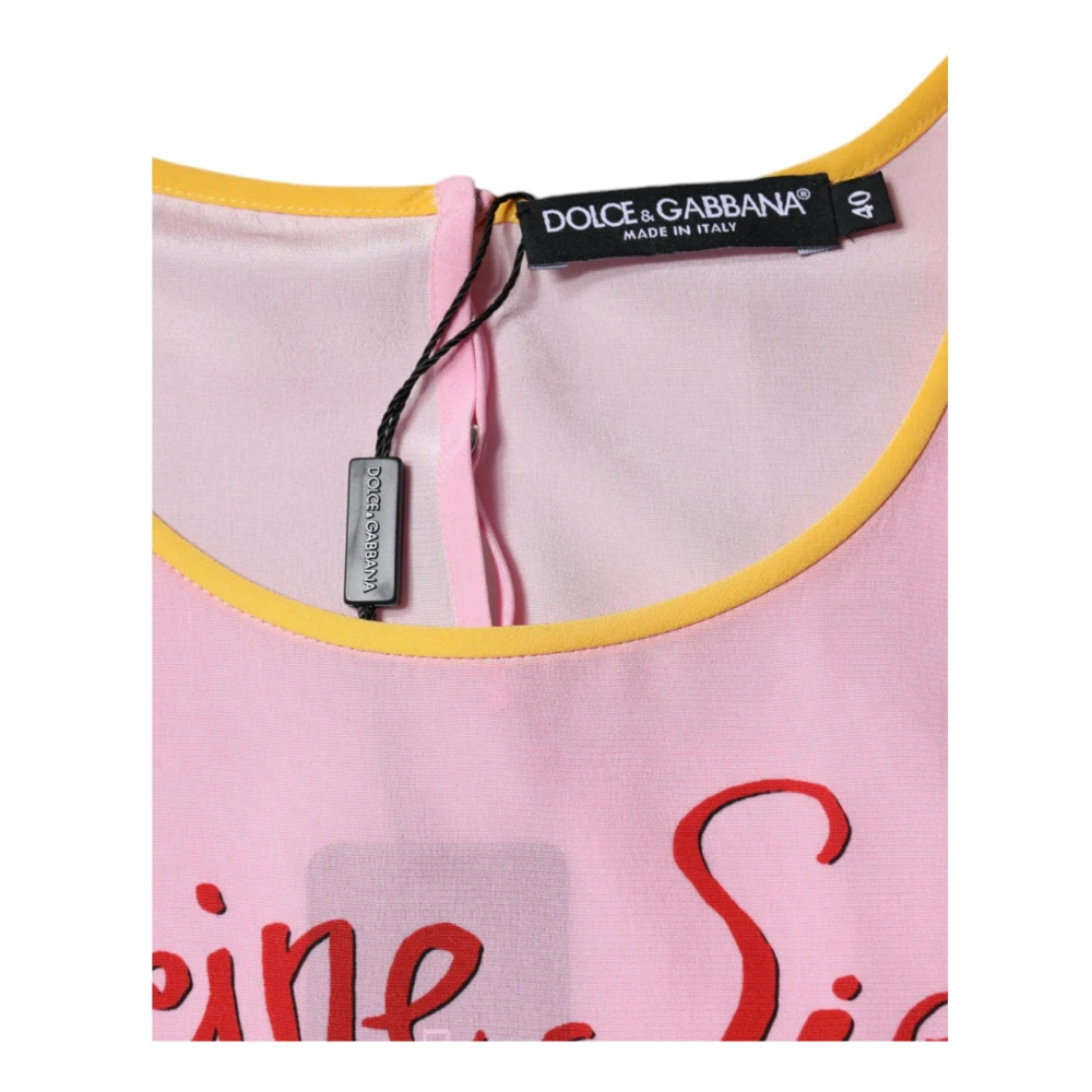 Dolce & Gabbana Zijden Araneine Print Korte Mouw Top Multicolor Dames