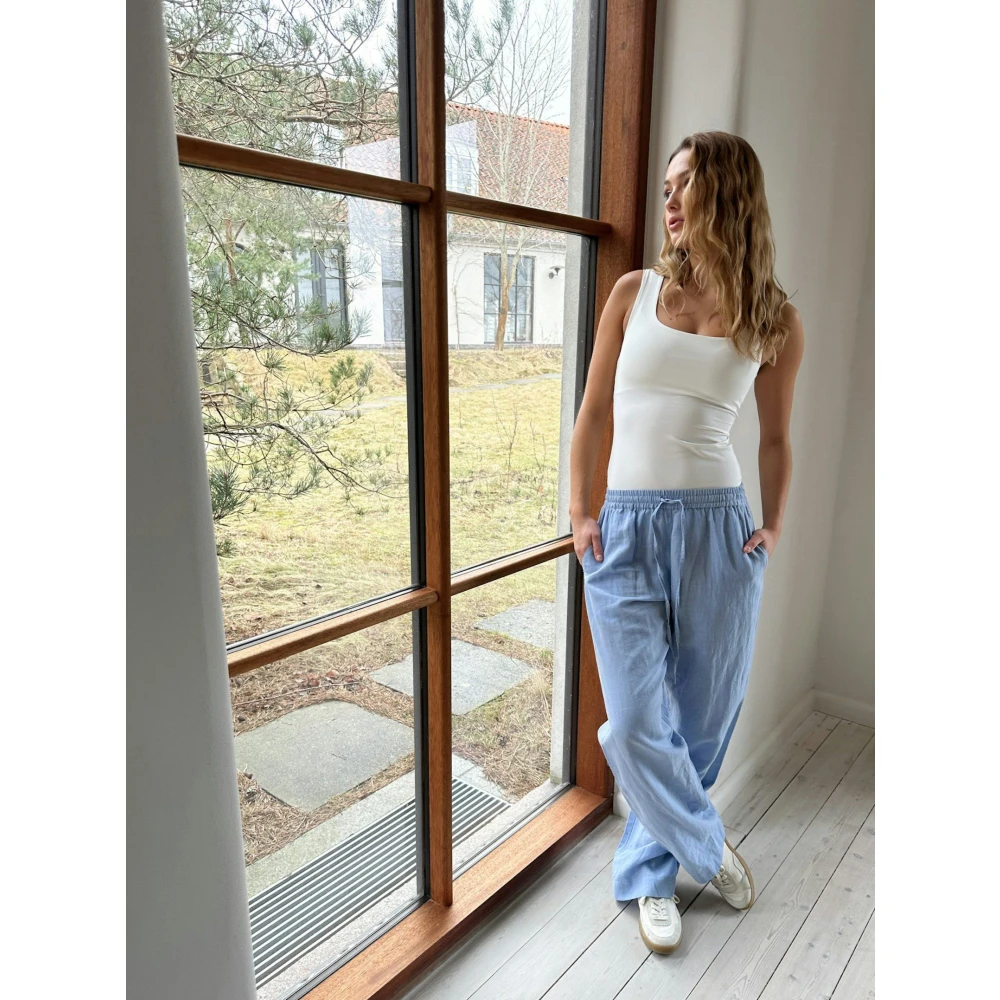 NEO NOIR Wide Trousers Blue Dames