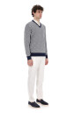 pull-col-v-blanc-melange-coton-lin