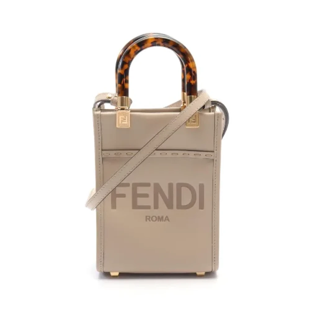 Fendi Vintage Pre-owned Leather handbags Beige Dames