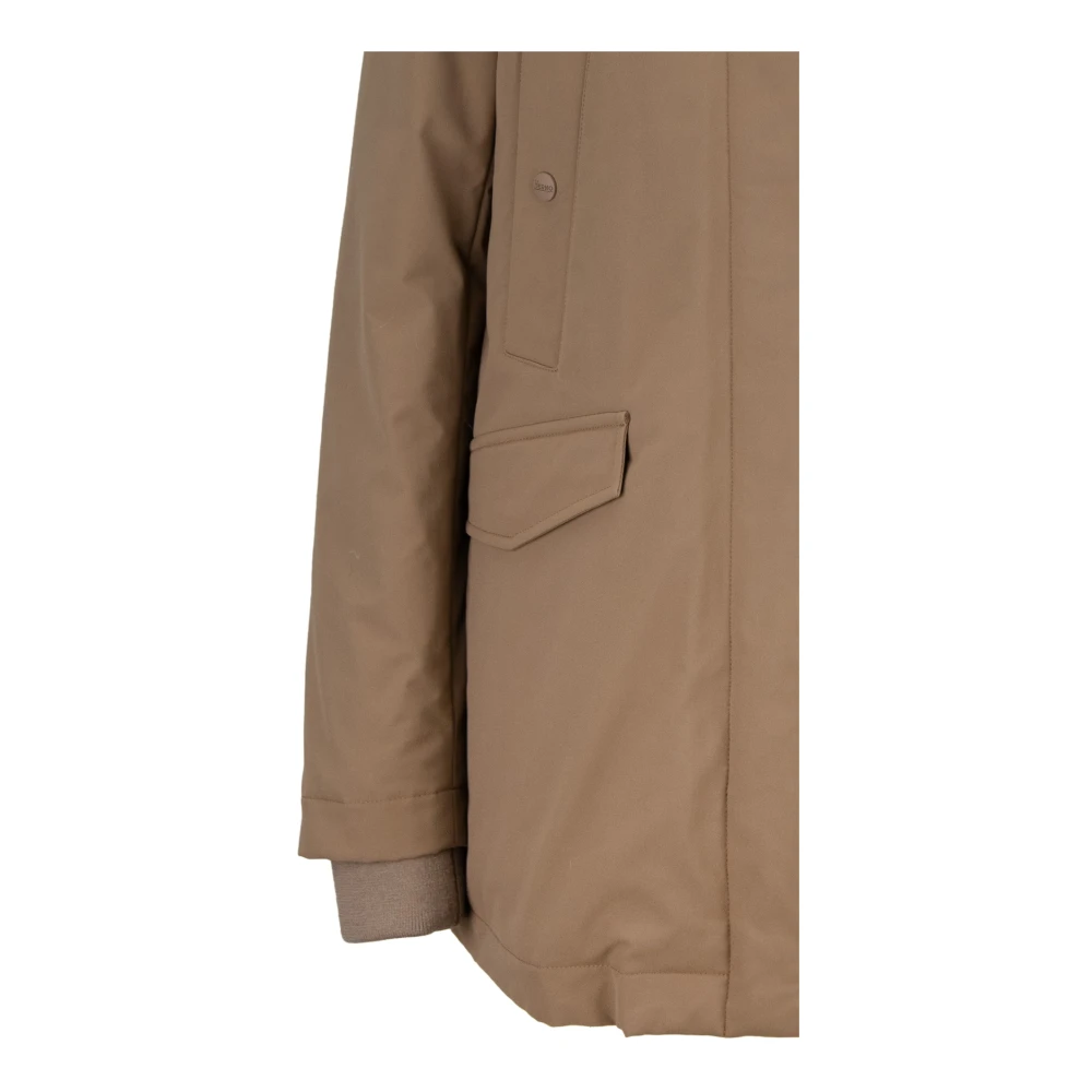 Herno Hooded donsjas met automatische knoop en rits Brown Dames