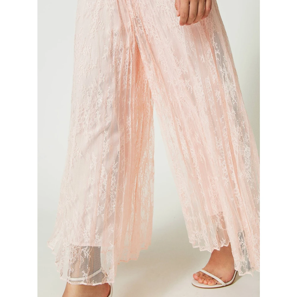 Twinset Roze Kant Palazzo Broek Pink Dames