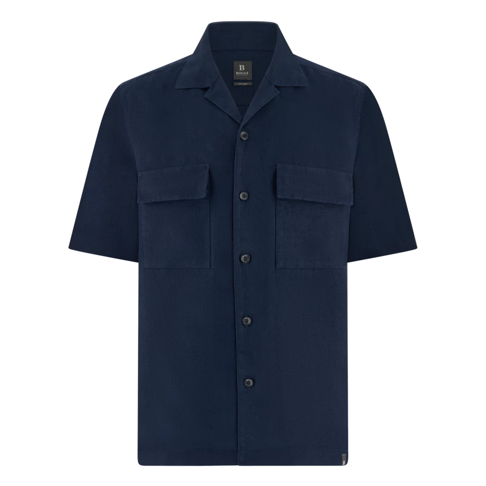 Boggi Milano Uomo Blu - Linen Camp Overshirt - Shirts - M