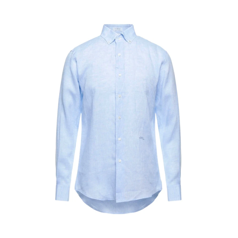 Malo Witte Linnen Overhemd met Lange Mouwen Blue Heren