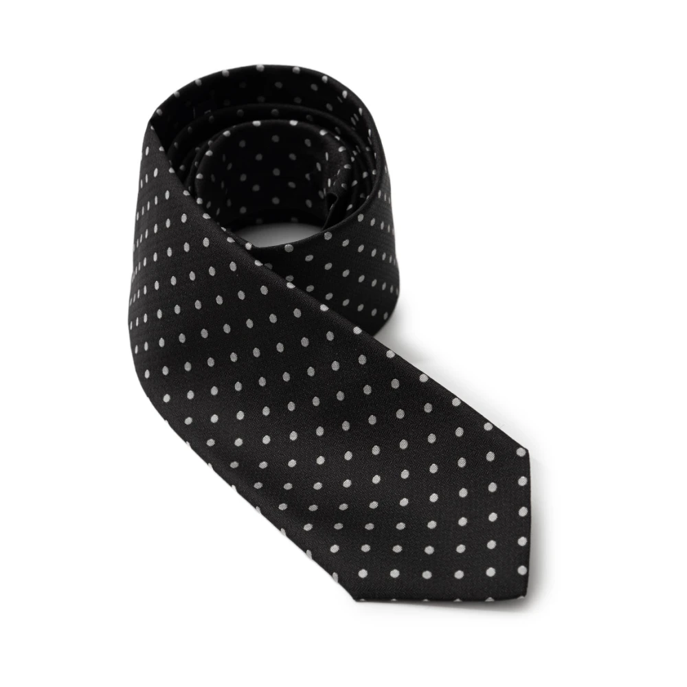 Dolce & Gabbana Zijden stropdas met stippen Black Heren
